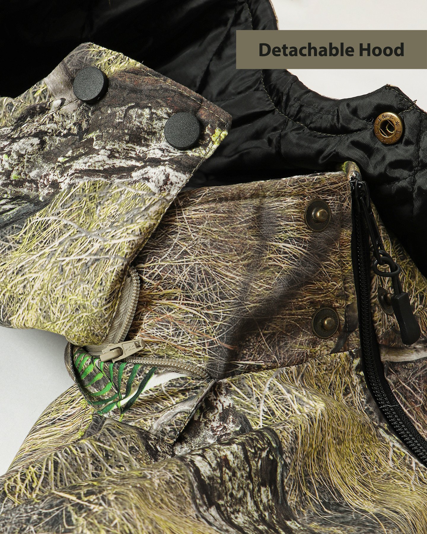 Winter Jacket- Detachable Hood- Full Sleeves-Grassland Camo - Image 7